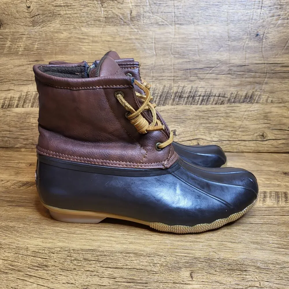 Sperry TopSider Saltwater blue brown waterproof Rubber Duck Boots sz 5